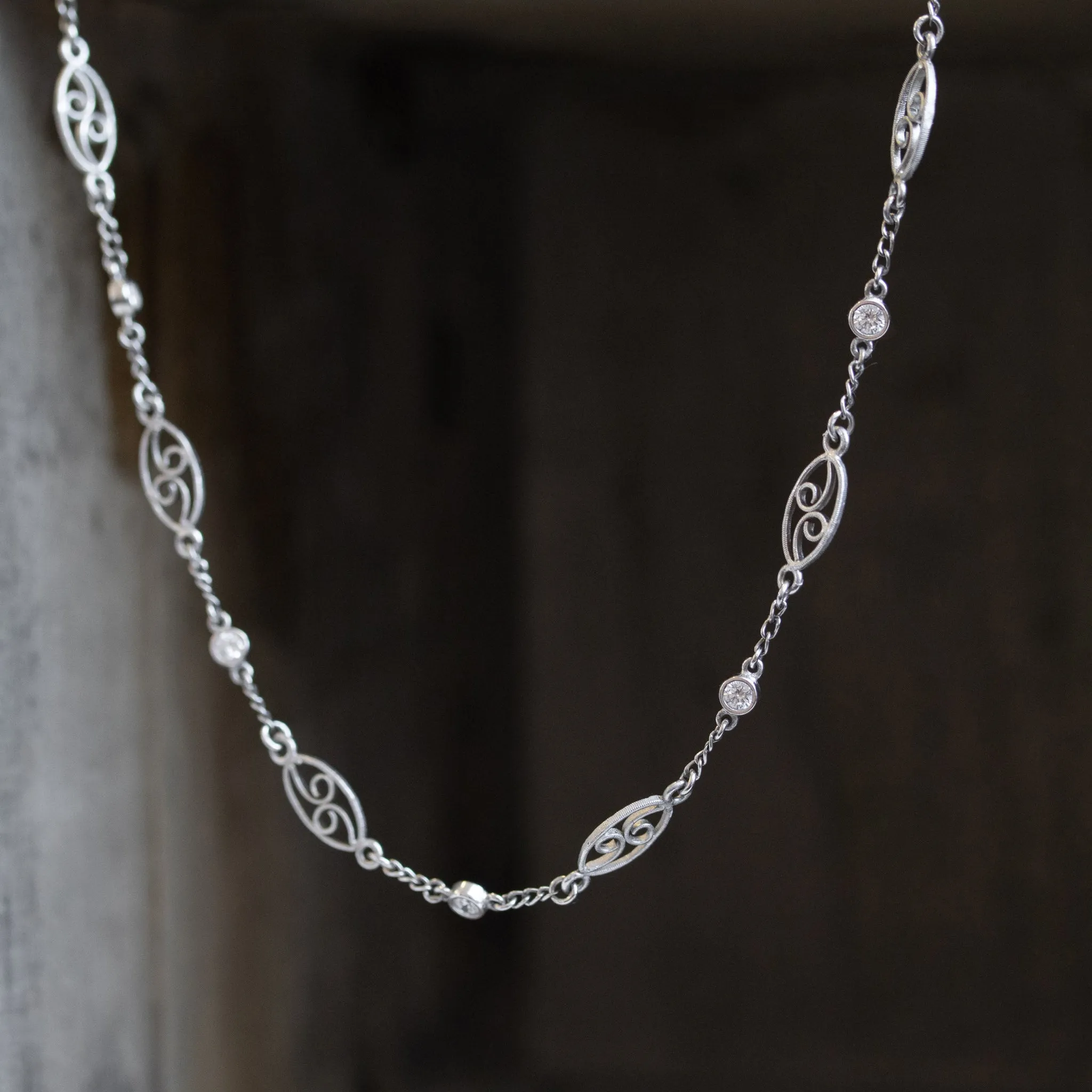 1.05ctw Vintage Diamond & Fancy Length Necklace