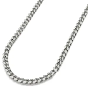 10K White Gold 1.5mm Solid Miami Cuban Curb Gourmette Link Chain
