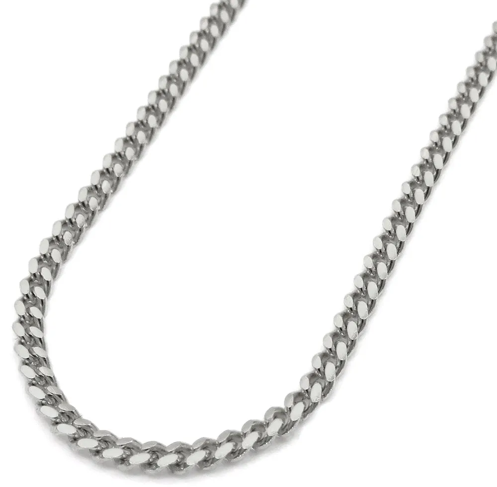 10K White Gold 1.5mm Solid Miami Cuban Curb Gourmette Link Chain