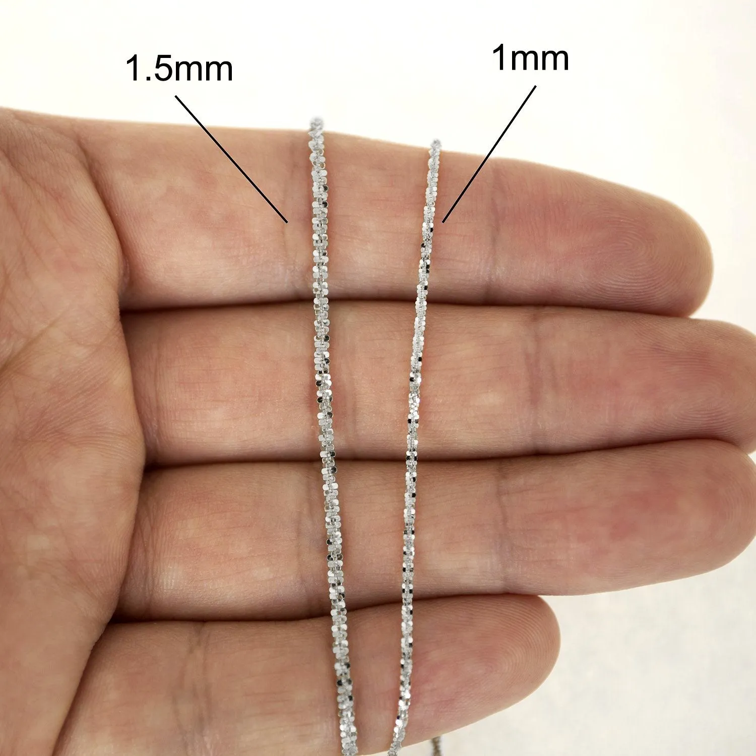 10K White Gold 1.5mm Sparkle Chain
