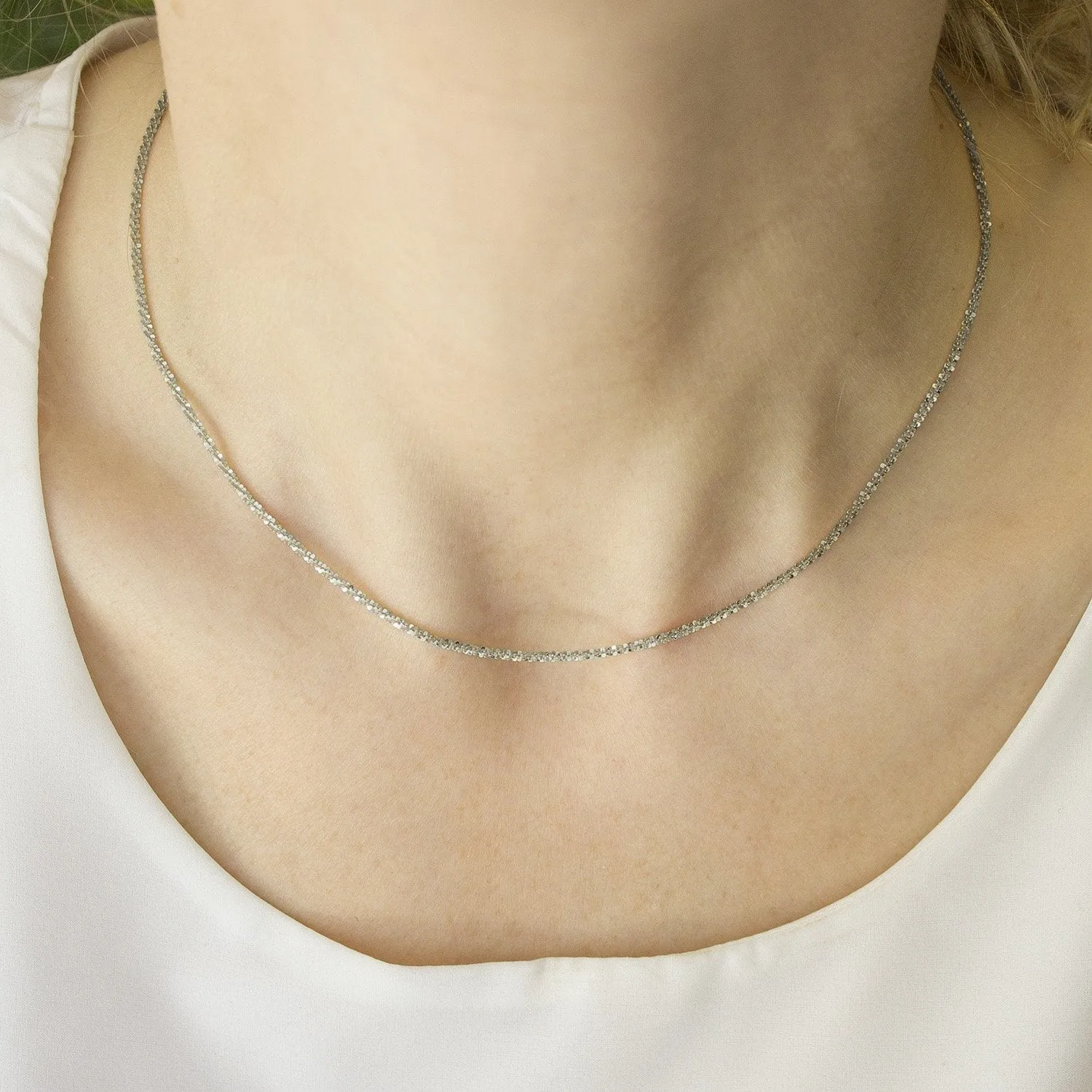 10K White Gold 1.5mm Sparkle Chain