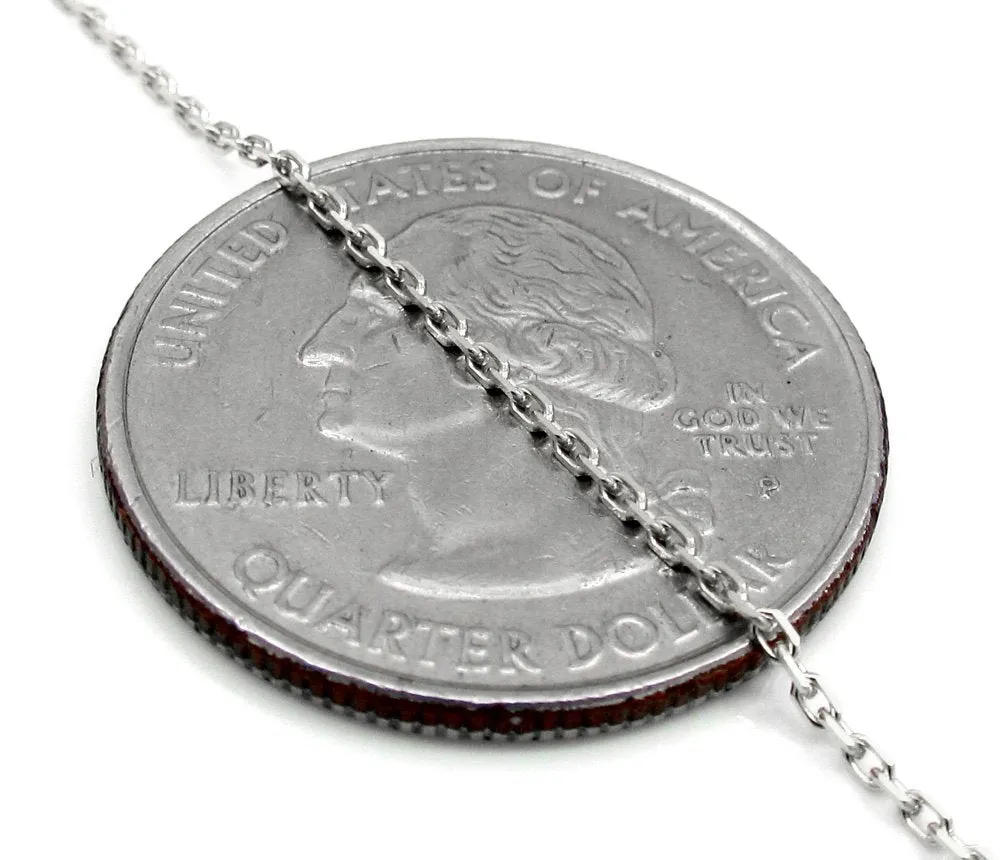 10K White Gold 1mm Cable Diamond Cut Chain