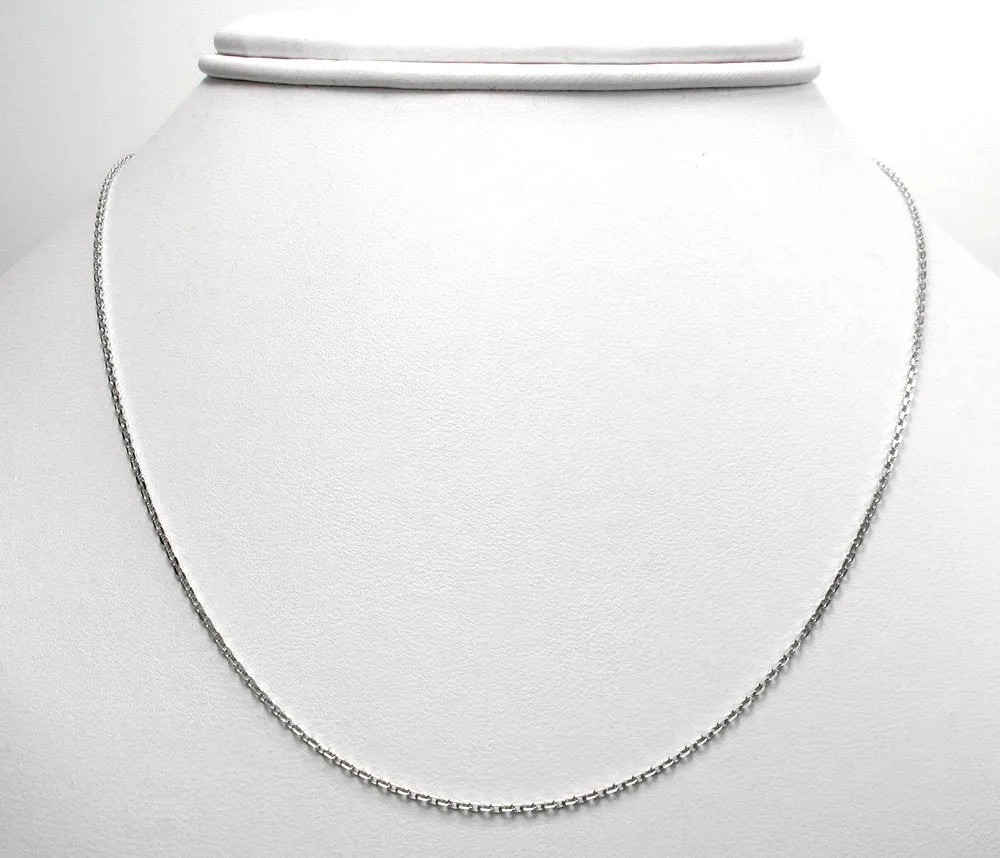10K White Gold 1mm Cable Diamond Cut Chain