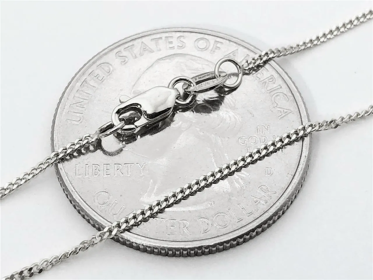 10K White Gold 1mm Solid Miami Cuban Gourmette Curb Link Chain