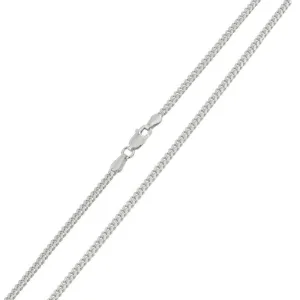 10K White Gold 1mm Solid Miami Cuban Gourmette Curb Link Chain