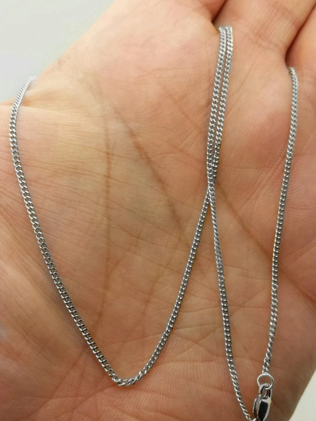 10K White Gold 1mm Solid Miami Cuban Gourmette Curb Link Chain