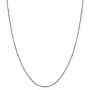 10K White Gold 1mm Solid Rope Diamond Cut Chain
