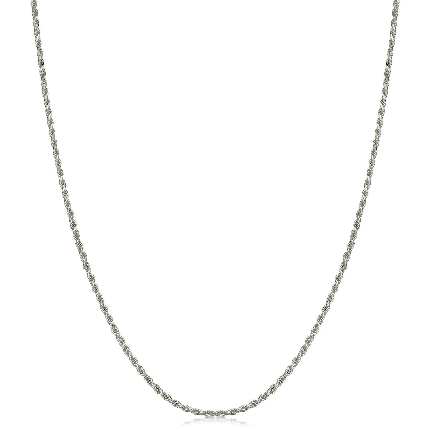 10K White Gold 1mm Solid Rope Diamond Cut Chain