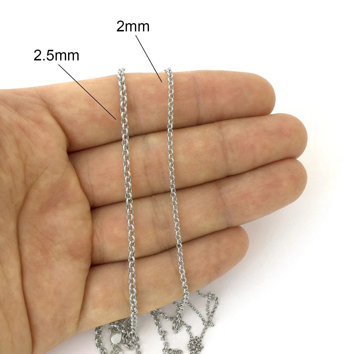 10K White Gold 2mm Rolo Chain