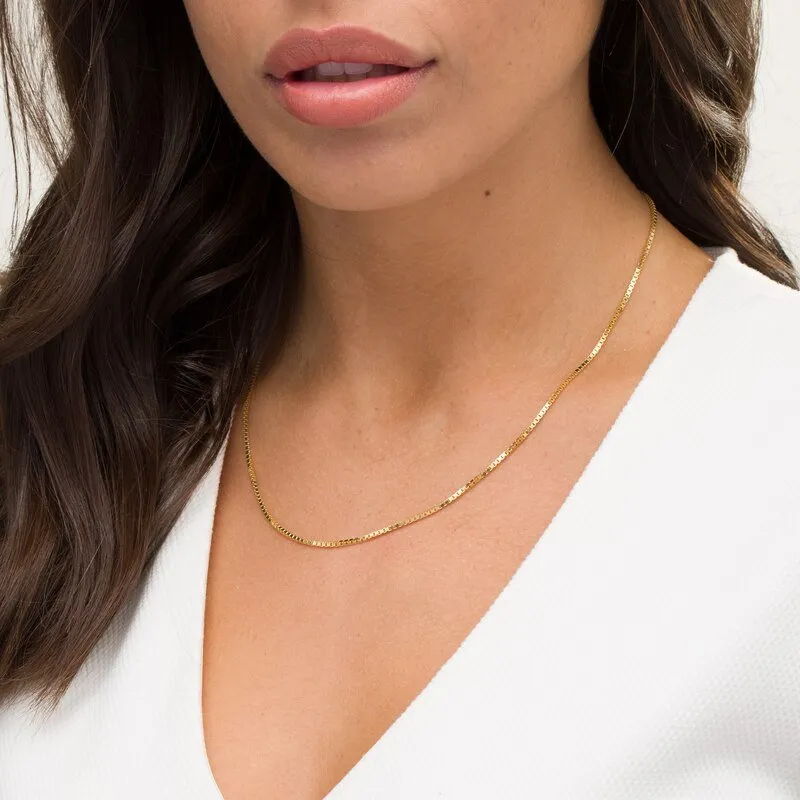 10K Yellow Gold 1.4mm Box Pendant Chain