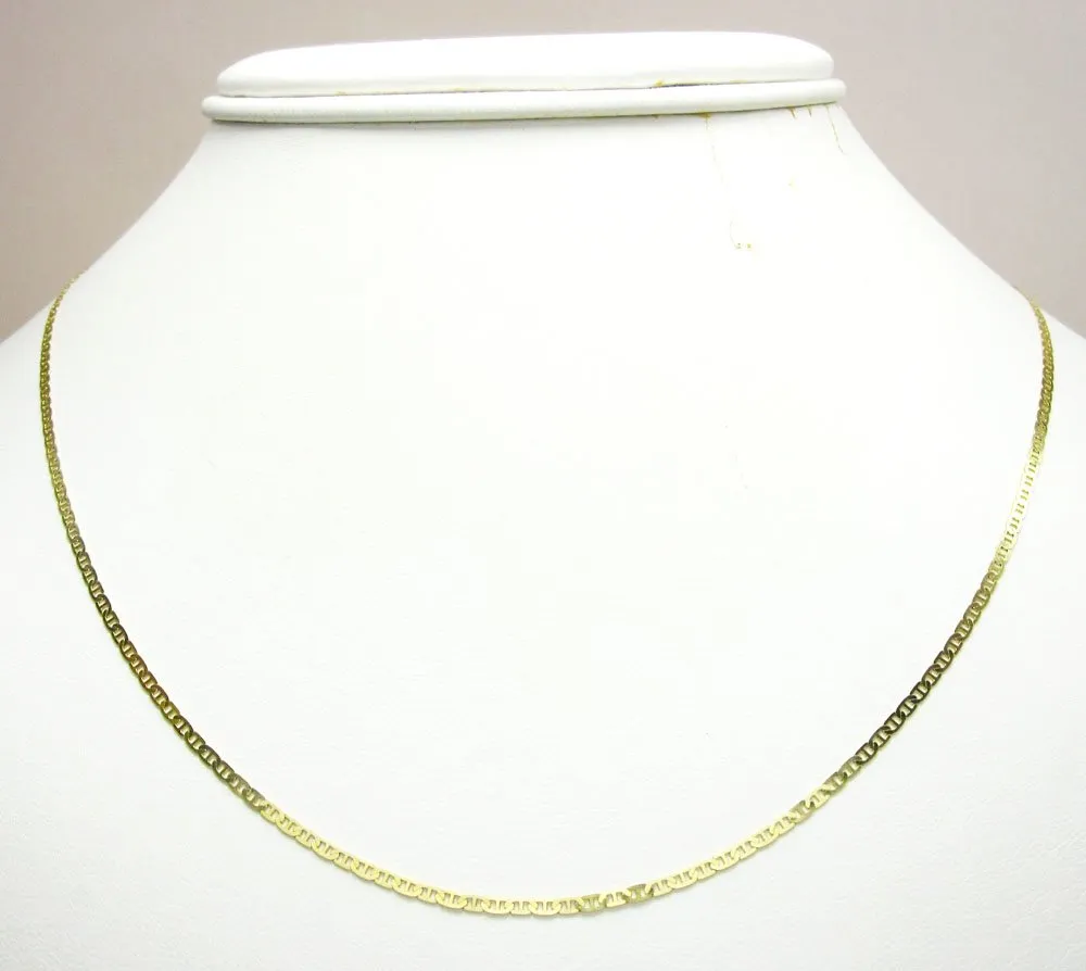 10K Yellow Gold 1.5mm Flat Mariner Anchor Link Chain