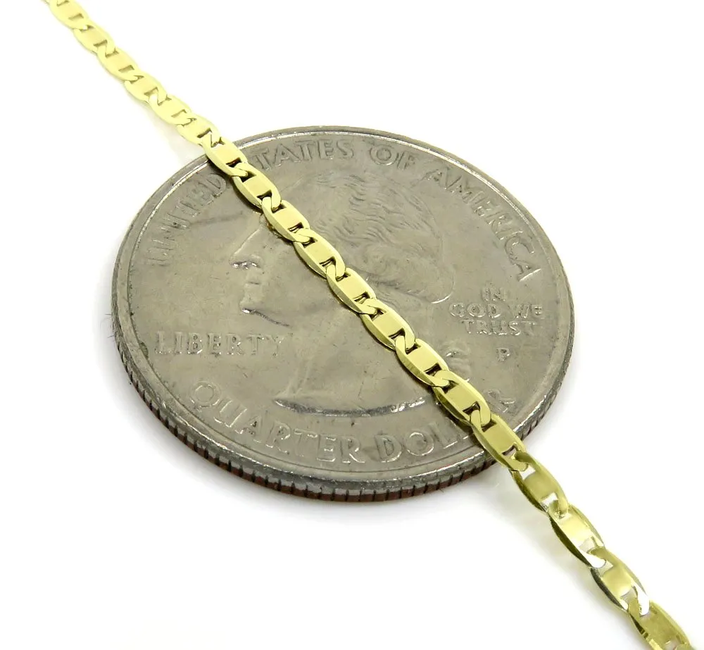 10K Yellow Gold 1.5mm Flat Mariner Anchor Link Chain