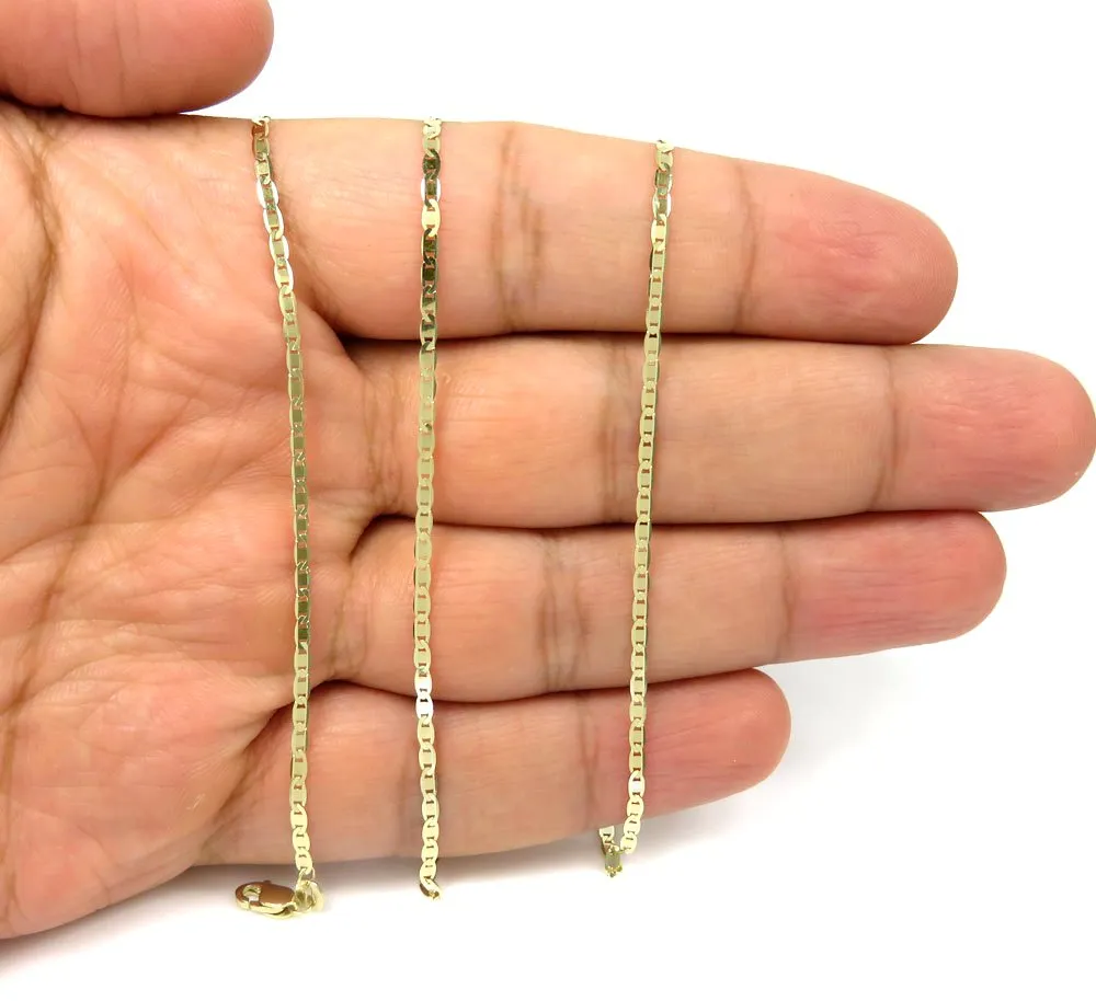 10K Yellow Gold 1.5mm Flat Mariner Anchor Link Chain