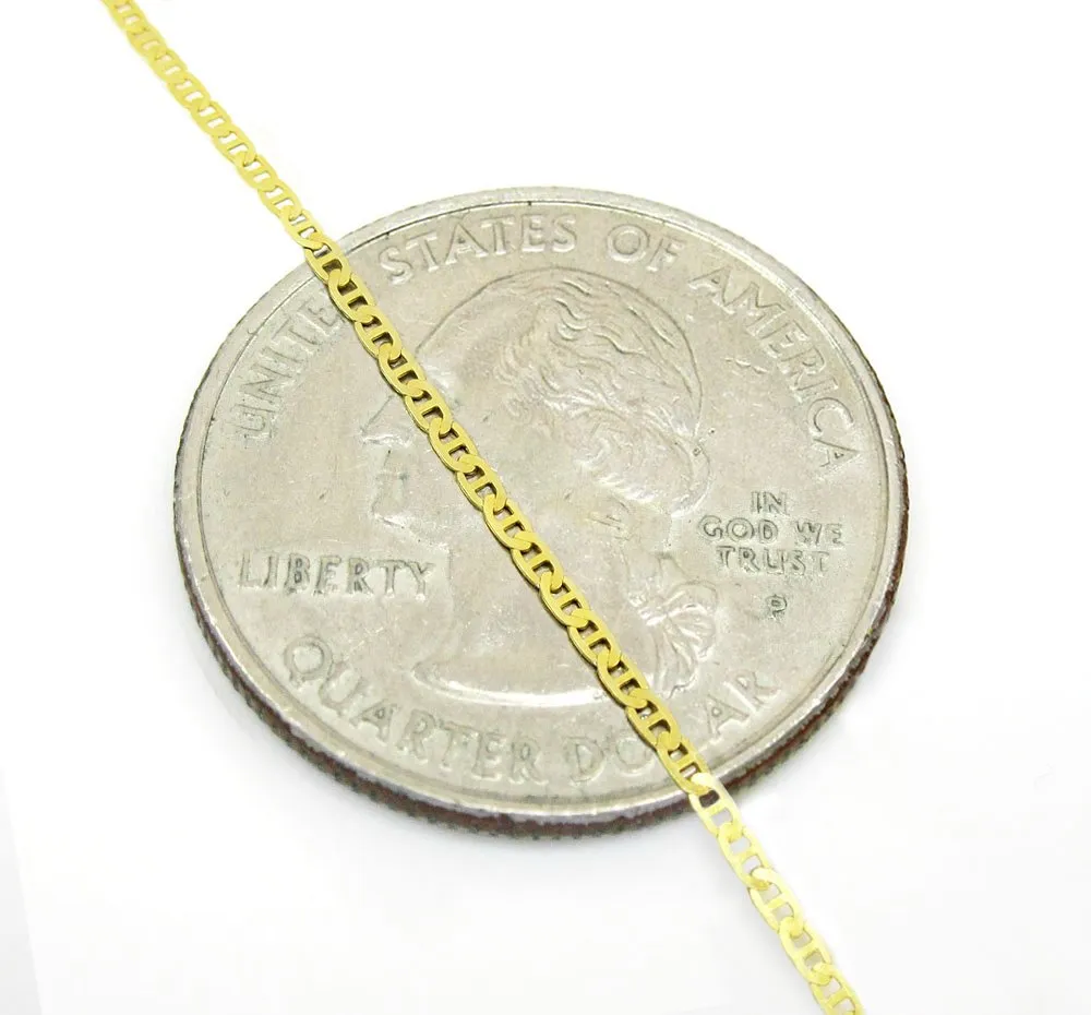 10K Yellow Gold 1mm Flat Mariner Anchor Link Chain