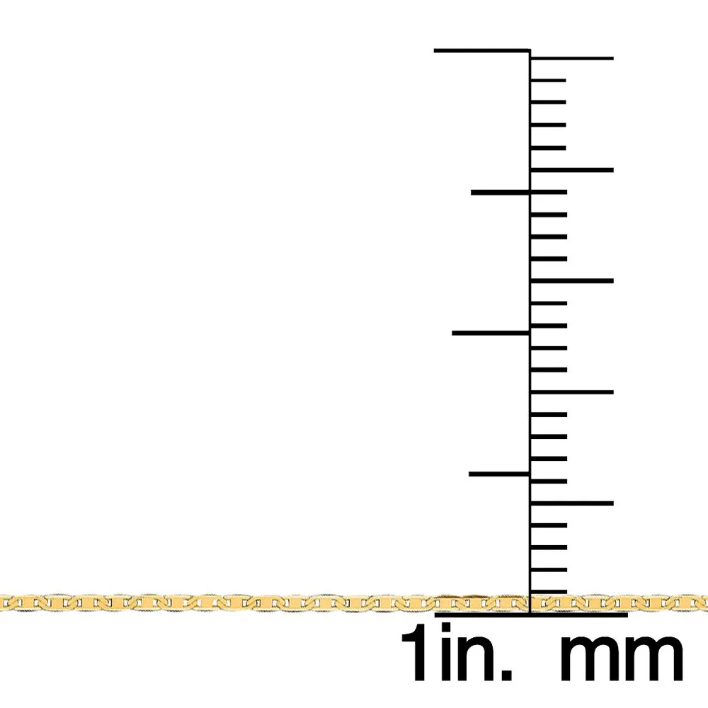 10K Yellow Gold 1mm Flat Mariner Anchor Link Chain