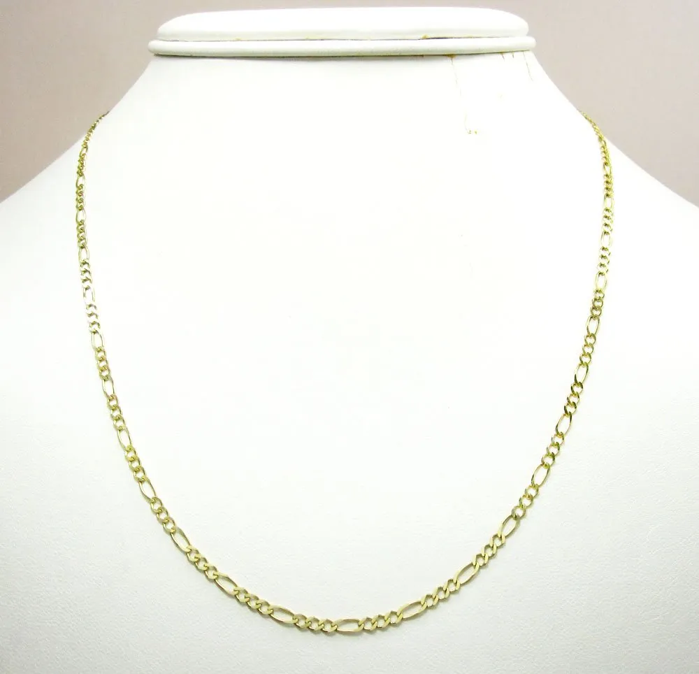 10K Yellow Gold 2mm Solid Figaro Link Chain