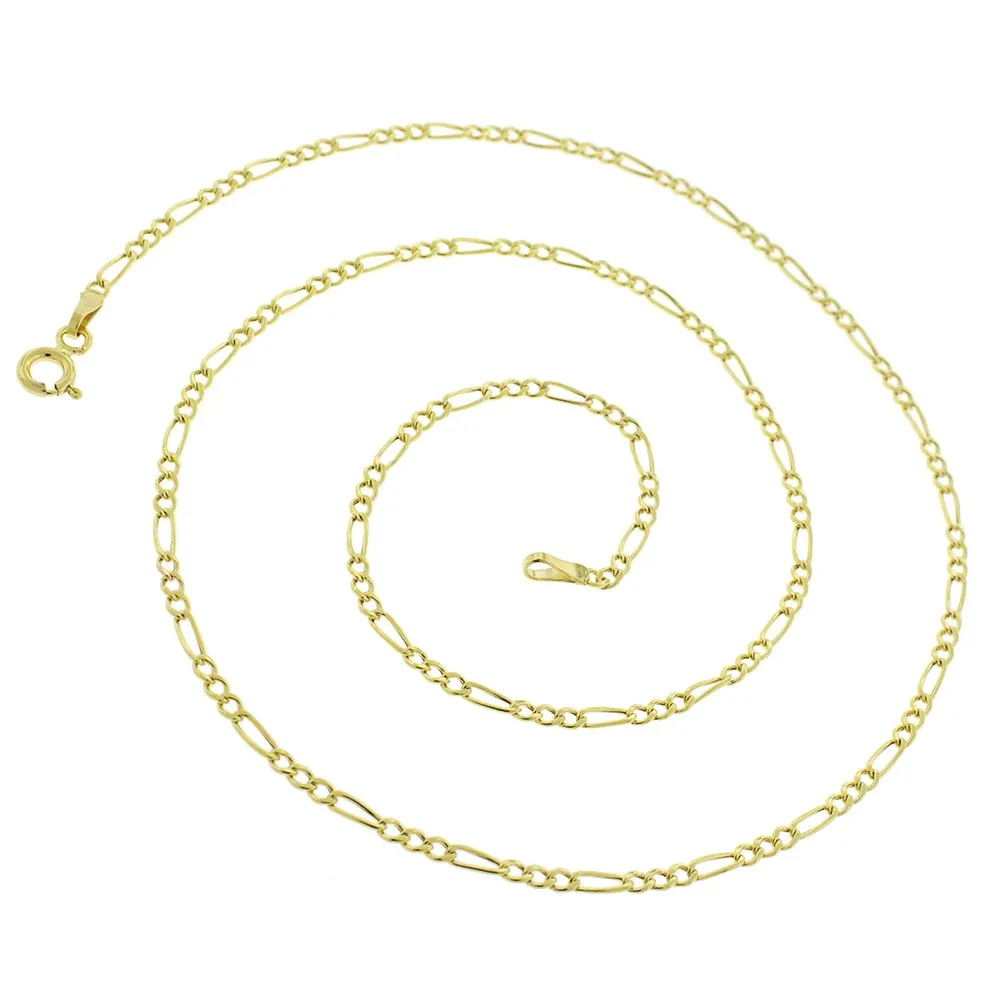 10K Yellow Gold 2mm Solid Figaro Link Chain