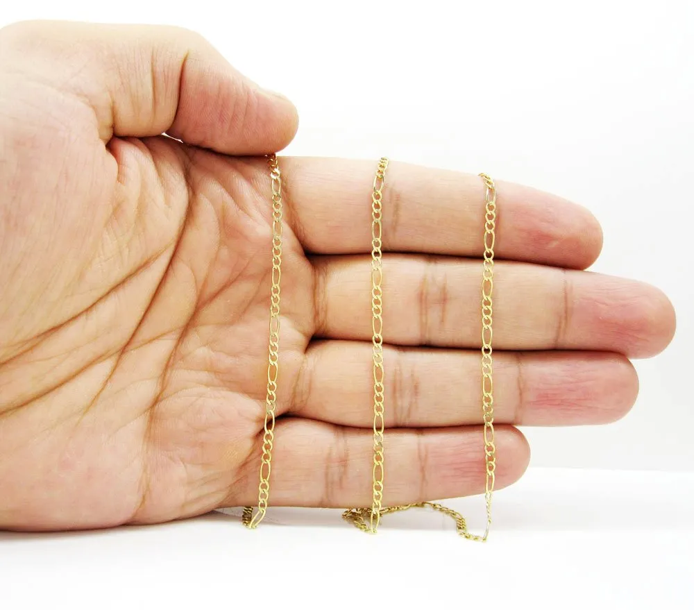 10K Yellow Gold 2mm Solid Figaro Link Chain