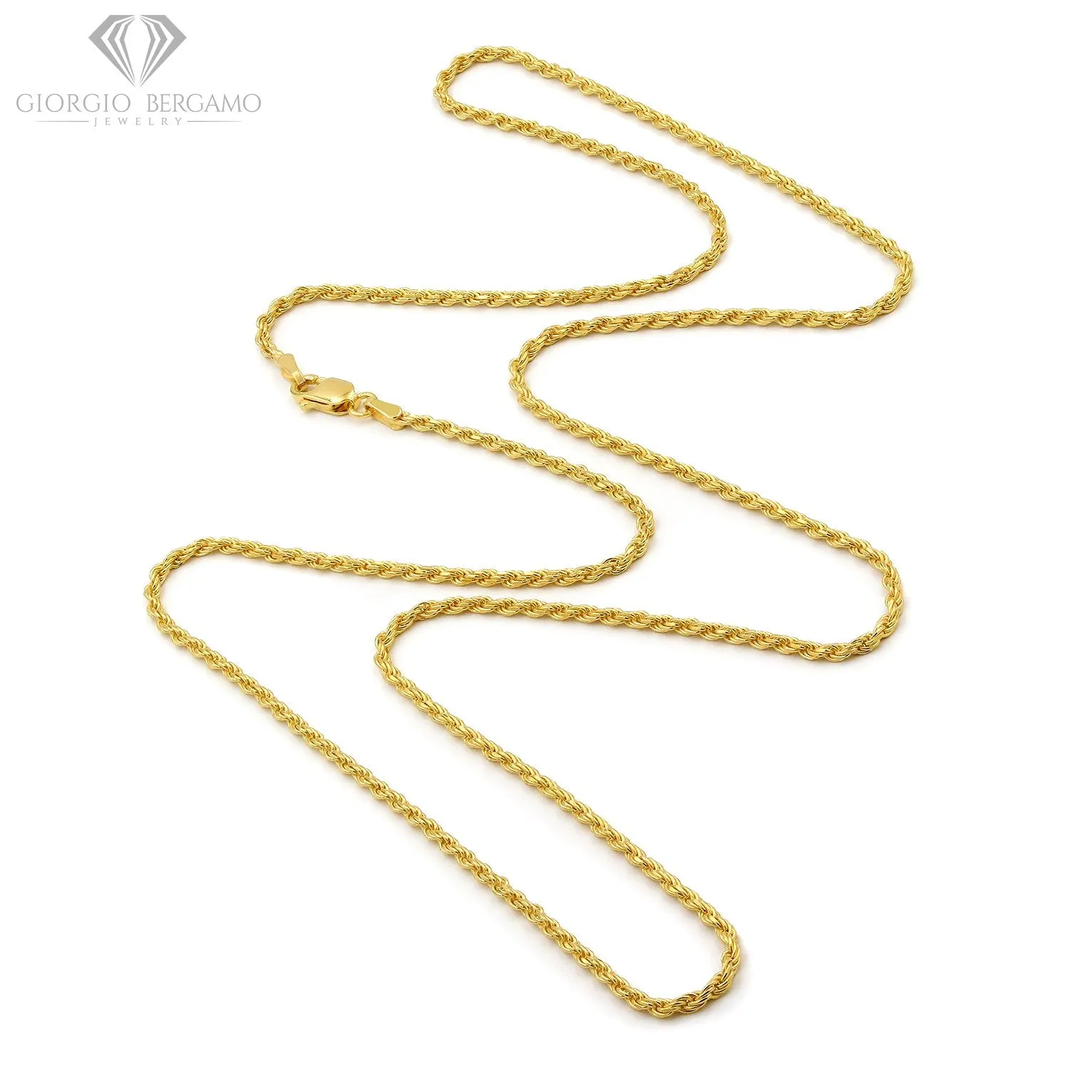 10K Yellow Gold 2mm Solid Rope Diamond Cut Chain