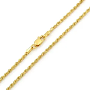 10K Yellow Gold 2mm Solid Rope Diamond Cut Chain