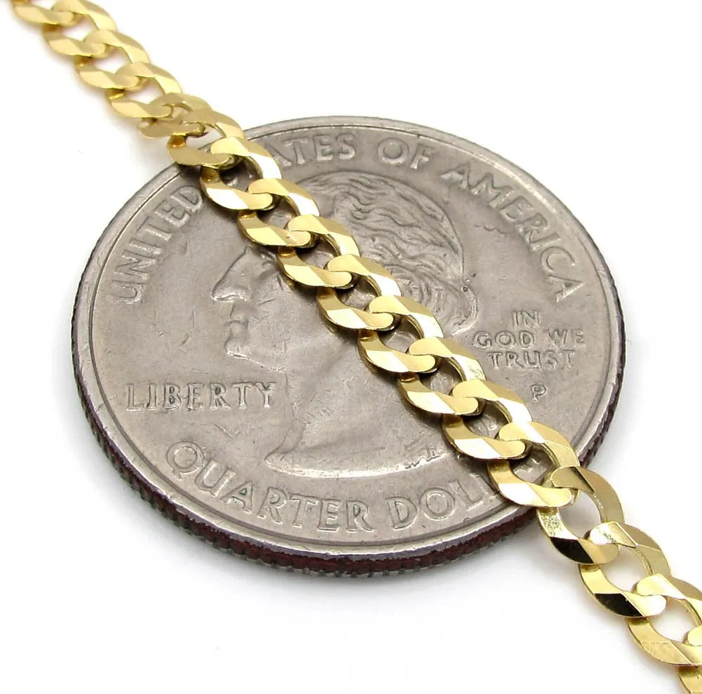 10K Yellow Gold 3.5mm Solid Cuban Curb Link Chain