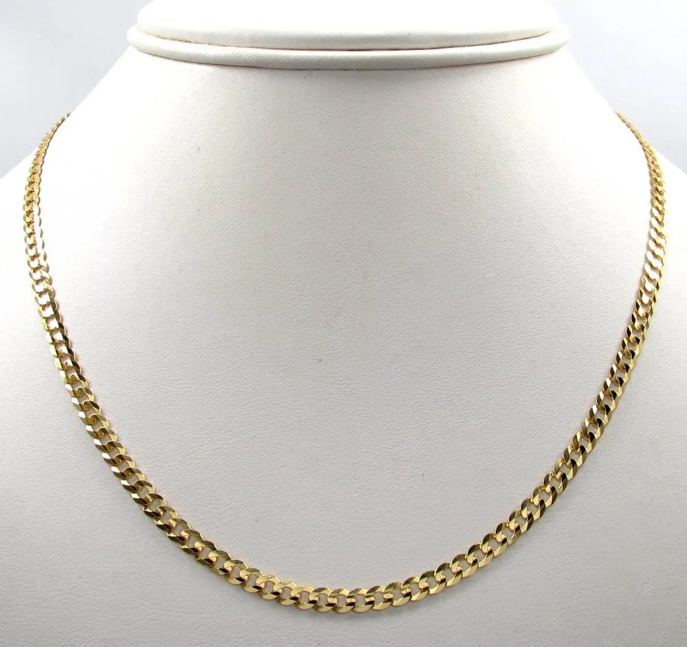 10K Yellow Gold 3.5mm Solid Cuban Curb Link Chain