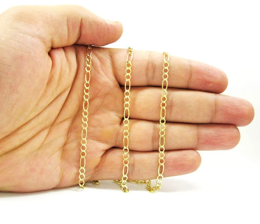 10K Yellow Gold 3.5mm Solid Figaro Link Chain