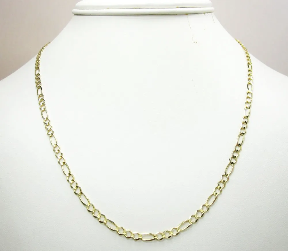 10K Yellow Gold 3.5mm Solid Figaro Link Chain