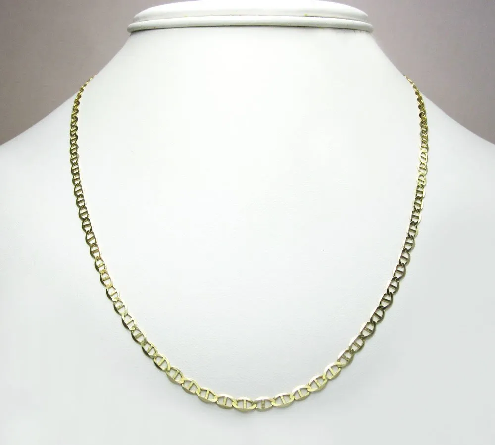 10K Yellow Gold 3mm Flat Mariner Anchor Link Chain