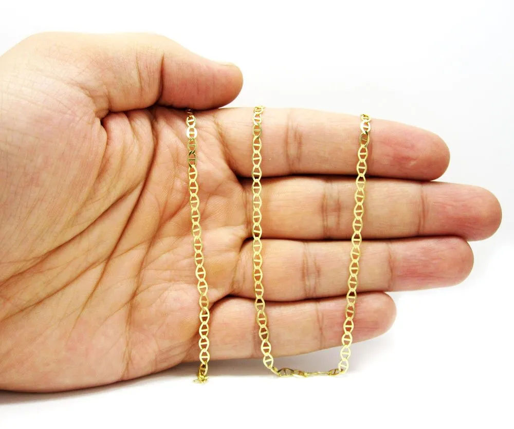 10K Yellow Gold 3mm Flat Mariner Anchor Link Chain