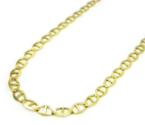 10K Yellow Gold 3mm Flat Mariner Anchor Link Chain