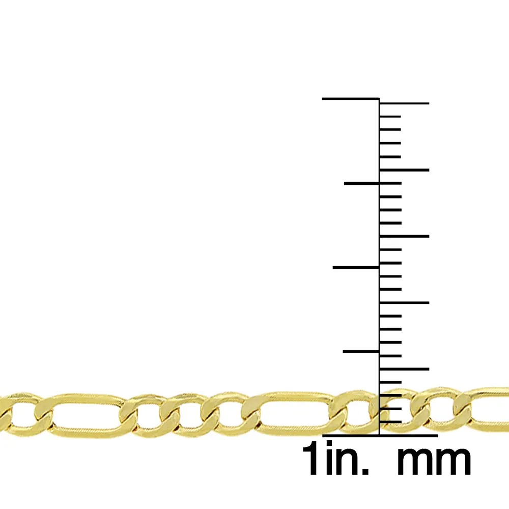 10K Yellow Gold 3mm Hollow Figaro Link Chain