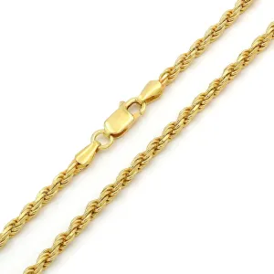 10K Yellow Gold 3mm Solid Rope Diamond Cut Chain