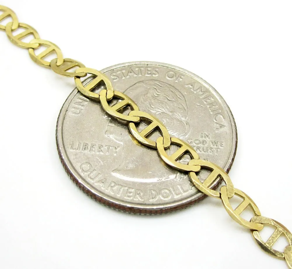 10K Yellow Gold 4.5mm Flat Mariner Anchor Link Chain