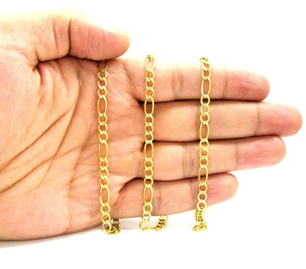 10K Yellow Gold 4.5mm Solid Figaro Link Chain