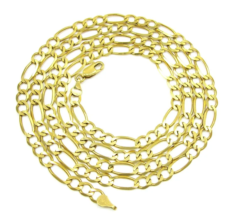 10K Yellow Gold 4.5mm Solid Figaro Link Chain