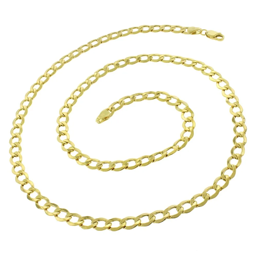 10K Yellow Gold 5.5mm Hollow Cuban Curb Link Chain
