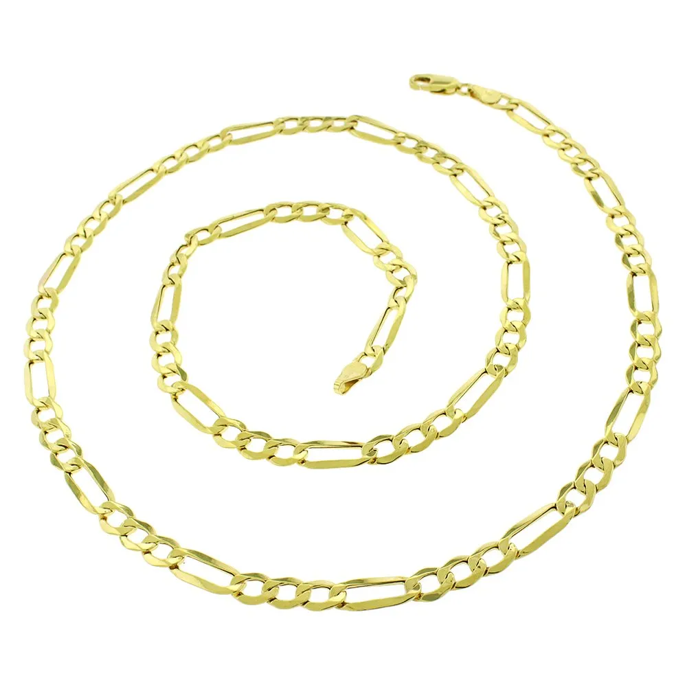 10K Yellow Gold 5.5mm Hollow Figaro Link Chain