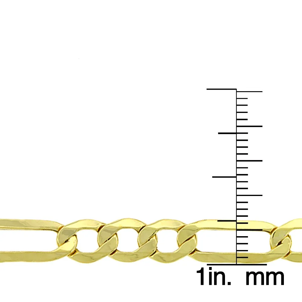 10K Yellow Gold 6.5mm Hollow Figaro Link Chain