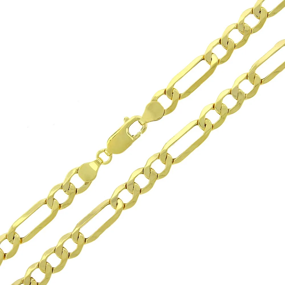 10K Yellow Gold 6.5mm Hollow Figaro Link Chain