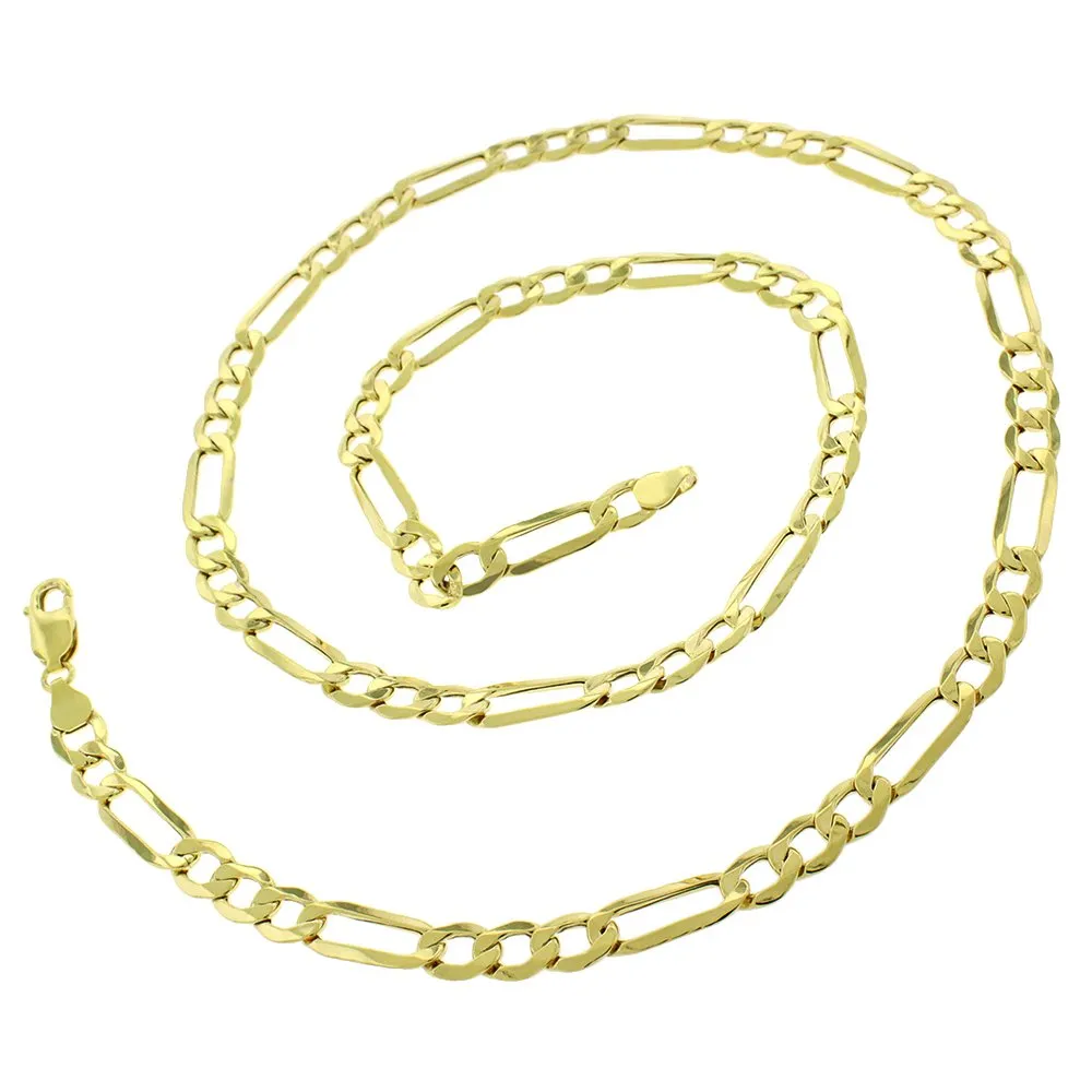 10K Yellow Gold 6.5mm Hollow Figaro Link Chain