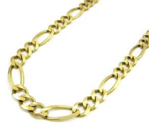 10K Yellow Gold 6.5mm Solid Figaro Link Chain