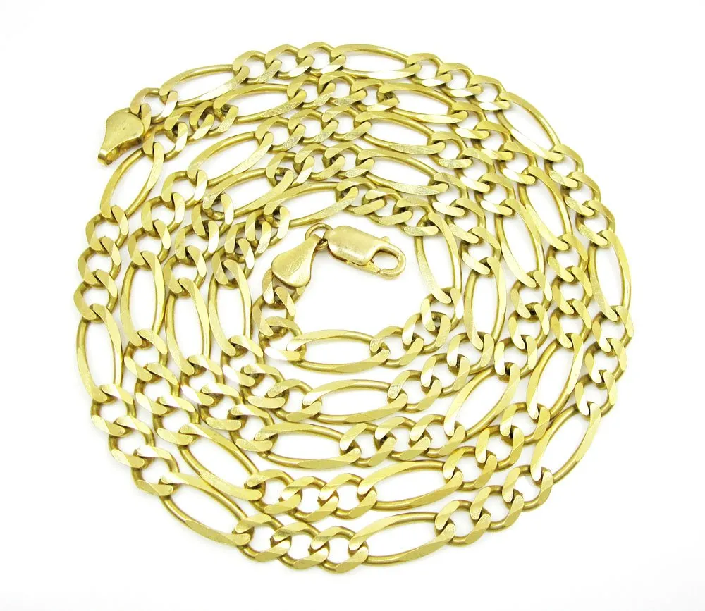 10K Yellow Gold 6.5mm Solid Figaro Link Chain