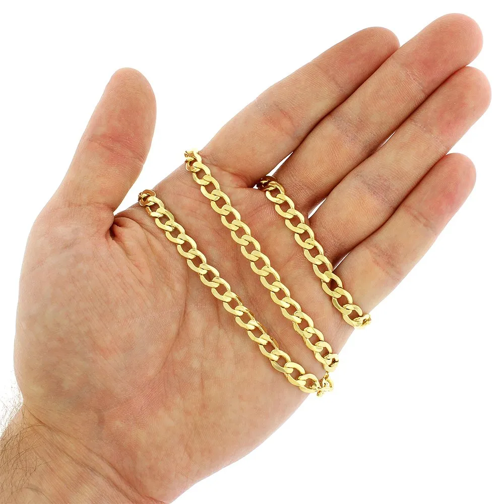 10K Yellow Gold 6mm Hollow Cuban Curb Link Chain