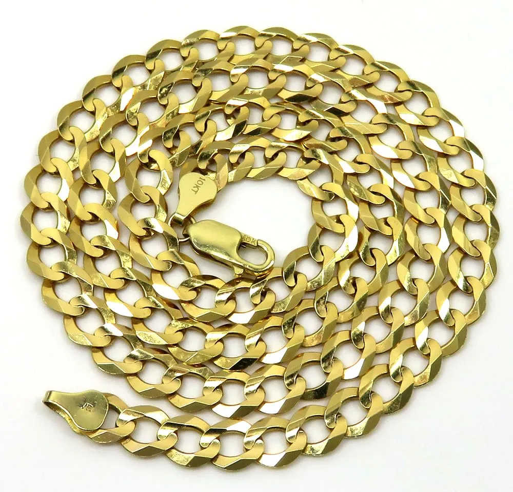 10K Yellow Gold 7mm Solid Cuban Curb Link Chain