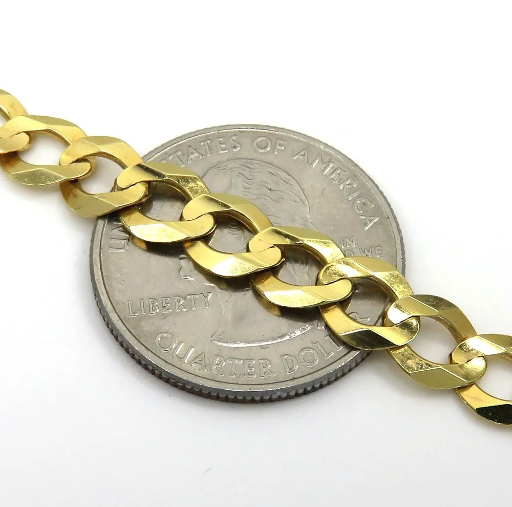 10K Yellow Gold 7mm Solid Cuban Curb Link Chain
