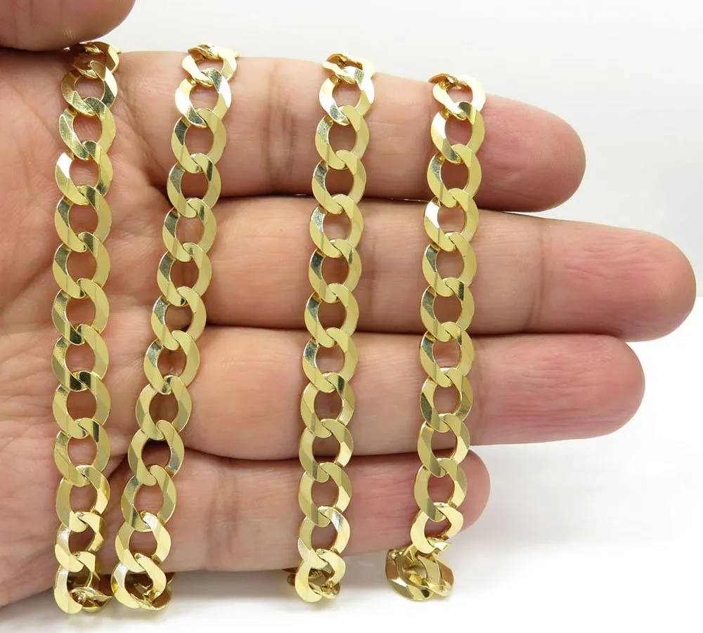 10K Yellow Gold 8mm Solid Cuban Curb Link Chain