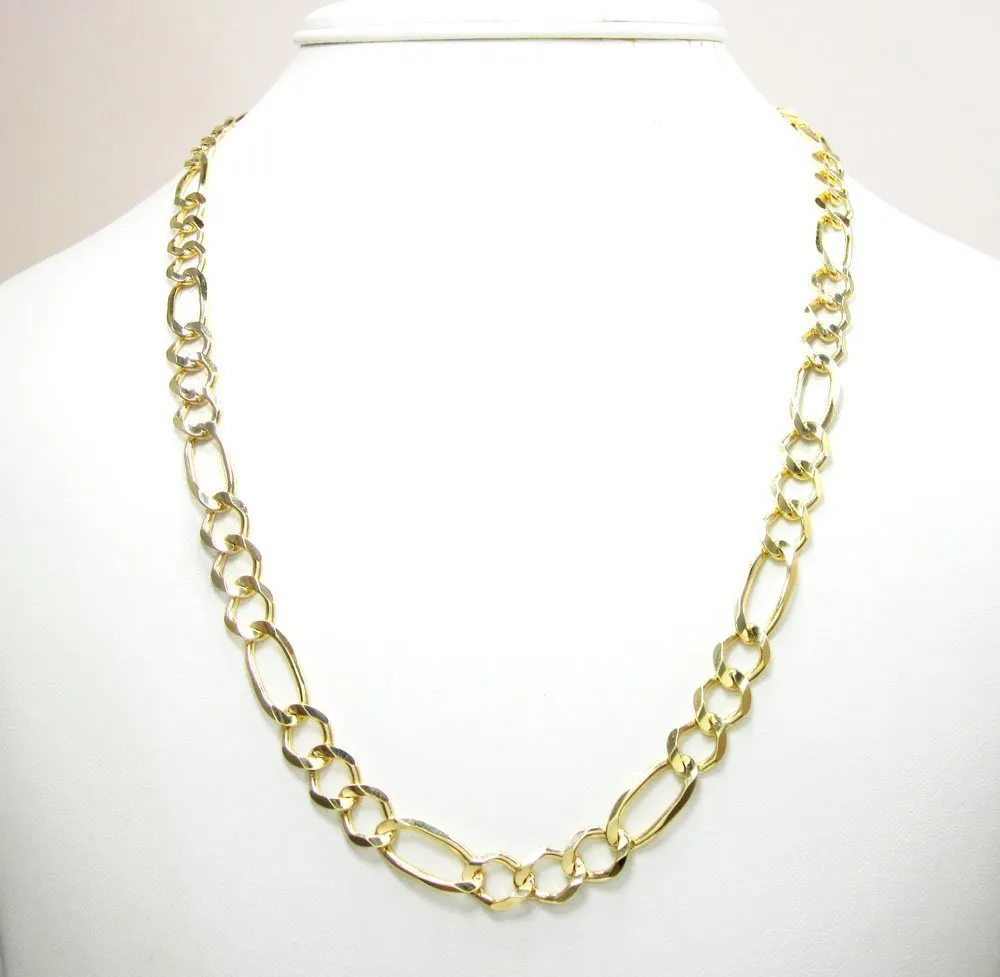 10K Yellow Gold 8mm Solid Figaro Link Chain