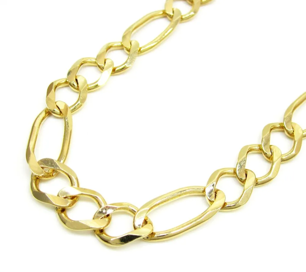 10K Yellow Gold 8mm Solid Figaro Link Chain