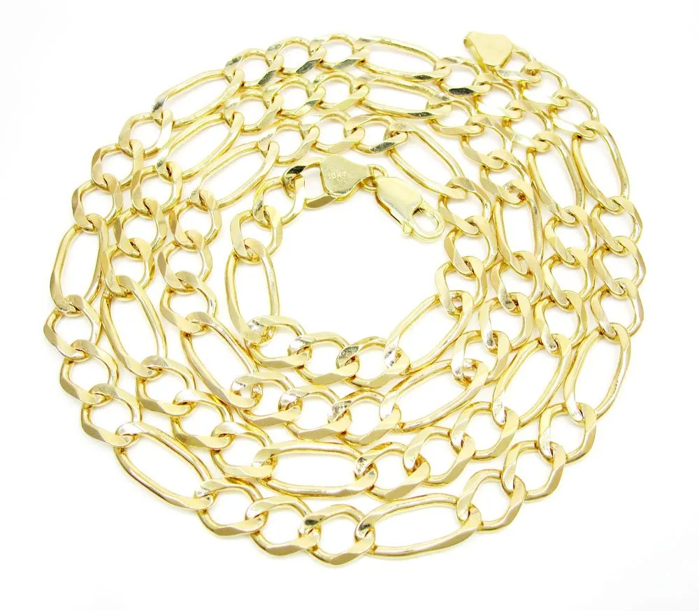 10K Yellow Gold 8mm Solid Figaro Link Chain